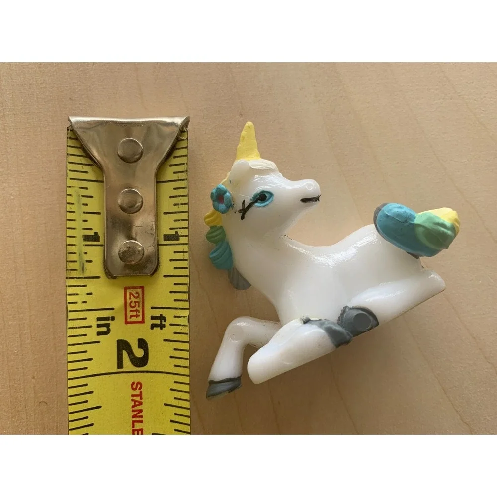 Vintage Unicorn Cake Topper LOT of 15 Hard Plastic Blue Yellow Green Unused